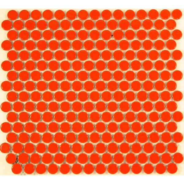 Penny Round Orange Gloss Mosaic Tiles