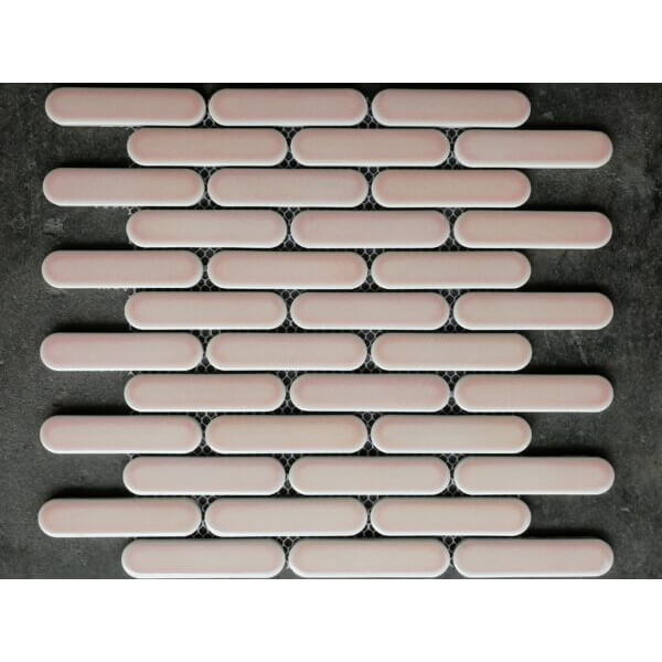 Round Head Finger Brick Bond Pink Gloss Tiles